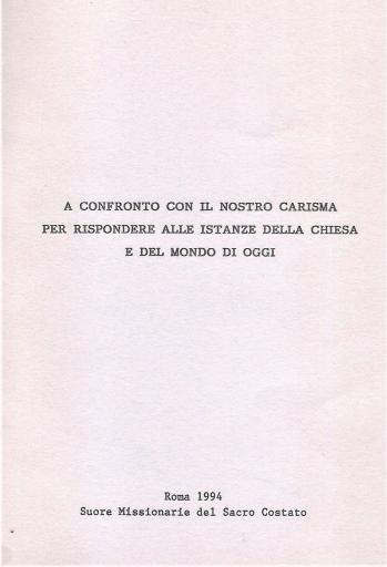 A confronto con il nostro carisma per rispondere alle istanze della Chiesa e del mondo di oggi
